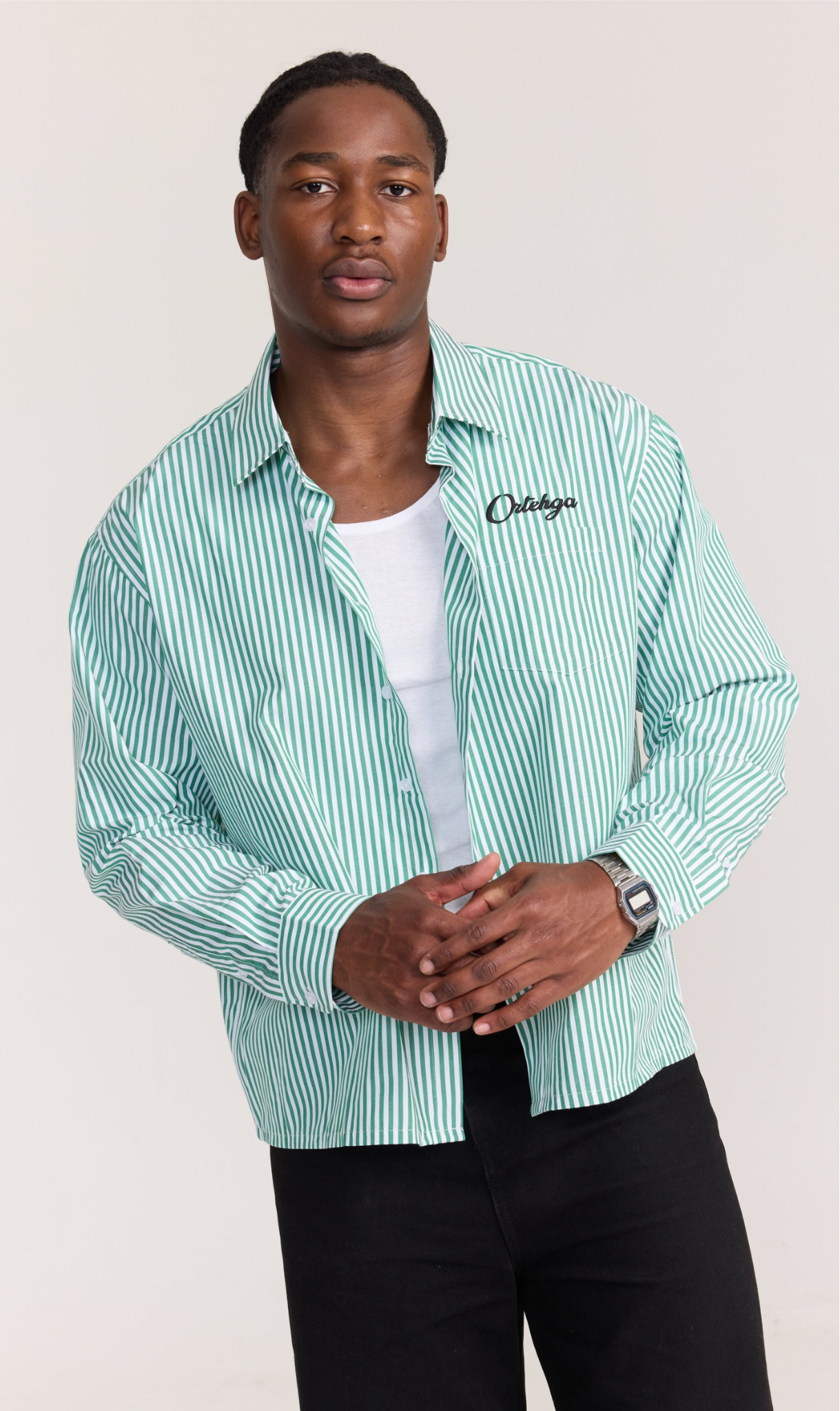 Essential Green Pine Stripe LS