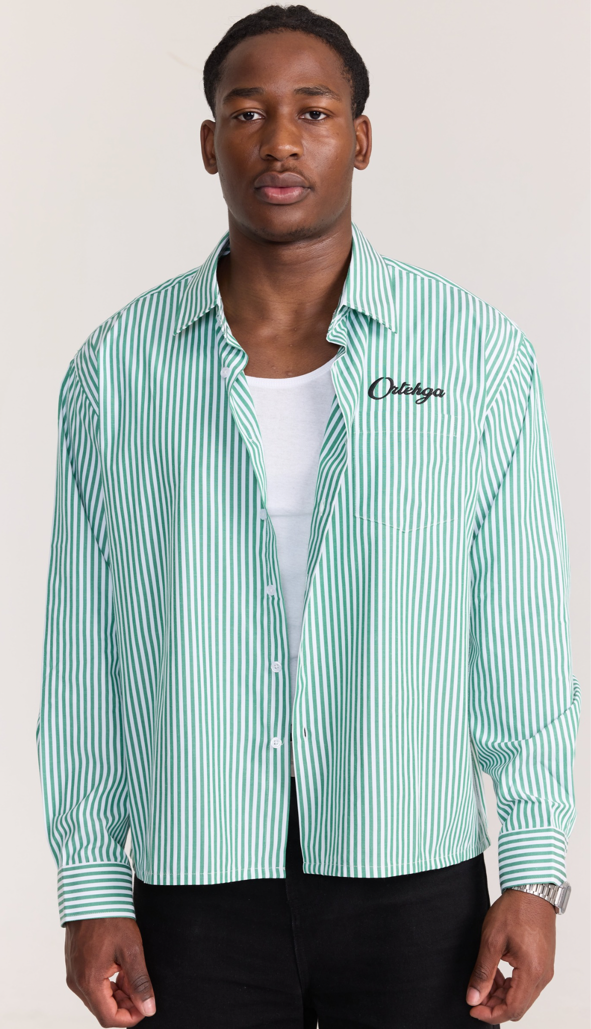 Essential Green Pine Stripe LS